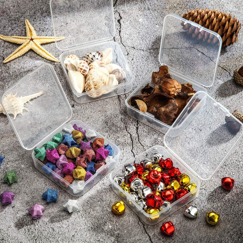 SATINIOR 24 Packs Small Clear Plastic Beads Storage Containers Box with Hinged Lid for Storage of Small Items, Crafts, Jewelry, Hardware (2.5 x 2....